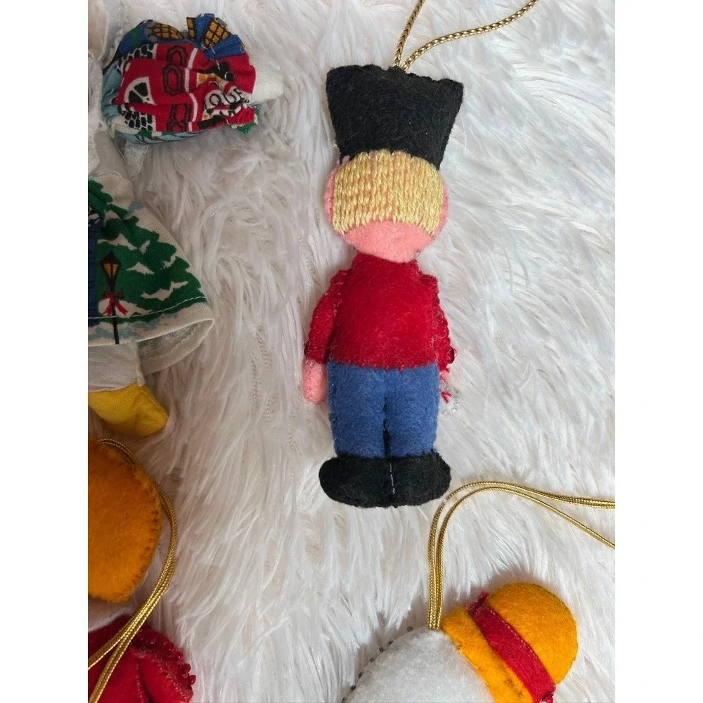 Handmade Felt Christmas Ornaments 5 Vintage Kitschy Nursery Rhymes Childrens